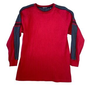Mens Vintage Exceed XL Cotton Red Ribbed Long Sleeve Sweater